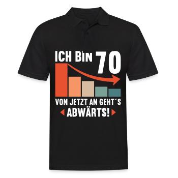 Ich bin 70 Ab jetzt gehts abwärts 70 Geburtstag - Männer Poloshirt - Schwarz - Vorne - Kai (181cm)