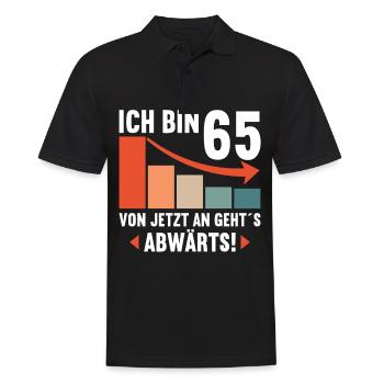 Ich bin 65 Ab jetzt gehts abwärts 65 Geburtstag - Männer Poloshirt - Schwarz - Vorne - Kai (181cm)
