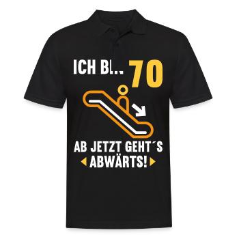 Ich bin 70 Ab jetzt gehts abwärts 70 Geburtstag - Männer Poloshirt - Schwarz - Vorne - Kai (181cm)