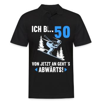 Ich bin 50 Ab jetzt gehts abwärts 50 Geburtstag - Männer Poloshirt - Schwarz - Vorne - Kai (181cm)