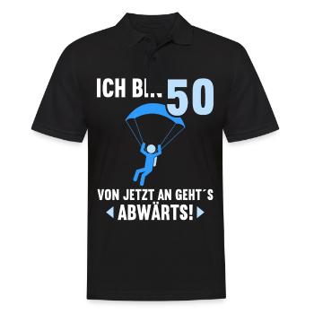 Ich bin 50 Ab jetzt gehts abwärts 50 Geburtstag - Männer Poloshirt - Schwarz - Vorne - Kai (181cm)