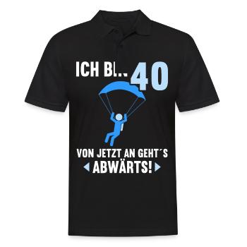 Ich bin 40 Ab jetzt gehts abwärts 40 Geburtstag - Männer Poloshirt - Schwarz - Vorne - Kai (181cm)