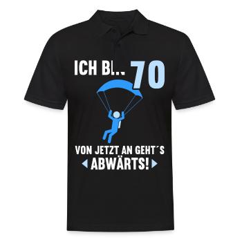 Ich bin 70 Ab jetzt gehts abwärts 70 Geburtstag - Männer Poloshirt - Schwarz - Vorne - Kai (181cm)