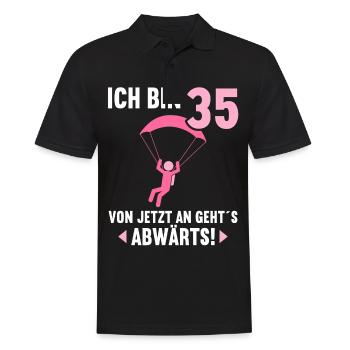 Ich bin 35 Ab jetzt gehts abwärts 35 Geburtstag - Männer Poloshirt - Schwarz - Vorne - Kai (181cm)