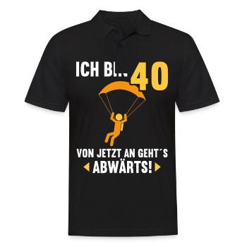 Ich bin 40 Ab jetzt gehts abwärts 40 Geburtstag - Männer Poloshirt - Schwarz - Vorne - Kai (181cm)