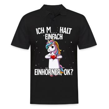 Ich mag halt einfach Einhörner - Männer Poloshirt - Schwarz - Vorne - Kai (181cm)