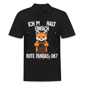 Ich mag halt einfach Rote Pandas - Männer Poloshirt - Schwarz - Vorne - Kai (181cm)