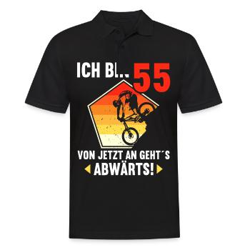 Ich bin 55 Ab jetzt gehts abwärts 55 Geburtstag - Männer Poloshirt - Schwarz - Vorne - Kai (181cm)