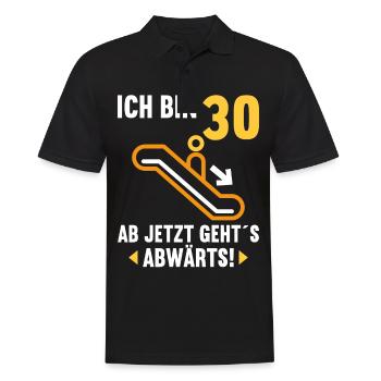 Ich bin 30 Ab jetzt gehts abwärts 30 Geburtstag - Männer Poloshirt - Schwarz - Vorne - Kai (181cm)