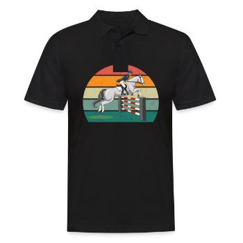 Reiter Reiterin Pferd Reiten Pony Pferdestall - Männer Poloshirt - Schwarz - Vorne - Kai (181cm)