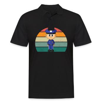 Polizist Polizistin Ordnung Ordnungshüter Polizei - Männer Poloshirt - Schwarz - Vorne - Kai (181cm)