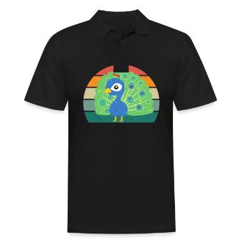 Pfaue Pfauenrad Pfauenfeder Hahn Henne Rad Pfau - Männer Poloshirt - Schwarz - Vorne - Kai (181cm)