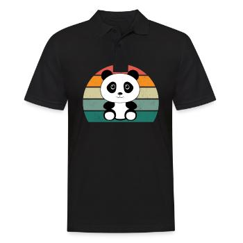 Panda Panda Ours Panda Ours Feuilles de bambou Panda - Polo Homme - noir - Devant - Kai (181cm)