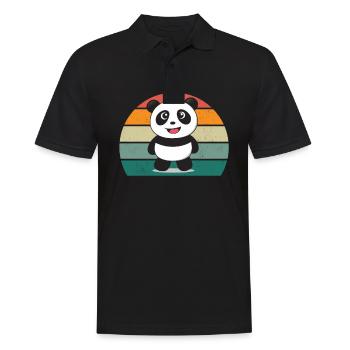 Panda Panda Ours Panda Ours Feuilles de bambou Panda - Polo Homme - noir - Devant - Kai (181cm)
