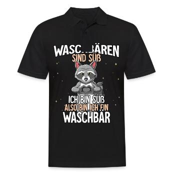 Waschbären Sind Süß Waschbär - Männer Poloshirt - Schwarz - Vorne - Kai (181cm)
