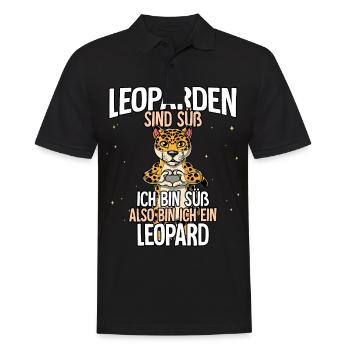 Leoparden Sind Süß Leopard - Männer Poloshirt - Schwarz - Vorne - Kai (181cm)