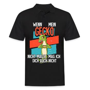 Wenn Du Mein Gecko - Männer Poloshirt - Schwarz - Vorne - Kai (181cm)