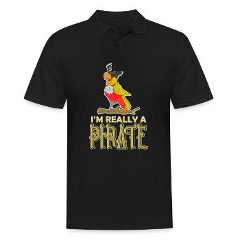 Segeln Ich bin wirklich ein Pirat Amputiertes Bein - Männer Poloshirt - Schwarz - Vorne - Kai (181cm)