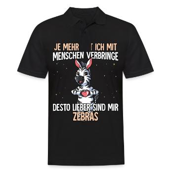 Zebra - Männer Poloshirt - Schwarz - Vorne - Kai (181cm)