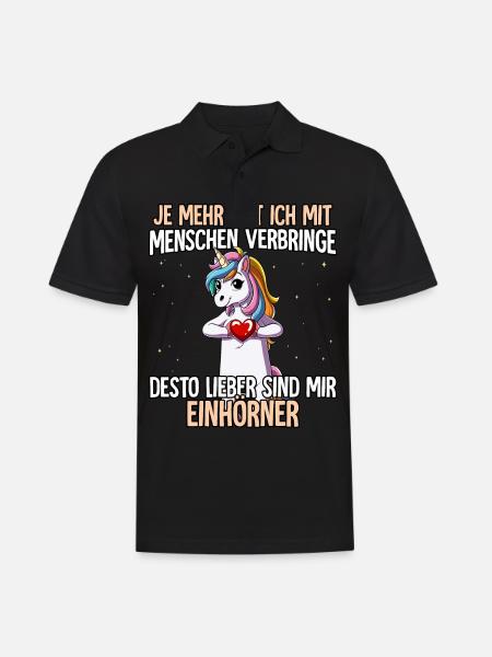 Einhorn - Männer Poloshirt - Schwarz