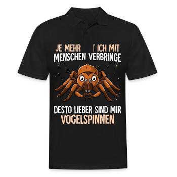 Vogelspinne - Männer Poloshirt - Schwarz - Vorne - Kai (181cm)