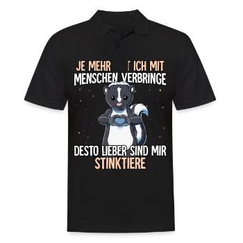 Stinktier - Männer Poloshirt - Schwarz - Vorne - Kai (181cm)