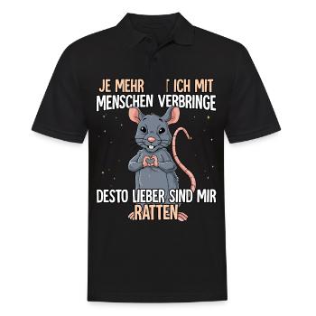 Ratte - Männer Poloshirt - Schwarz - Vorne - Kai (181cm)