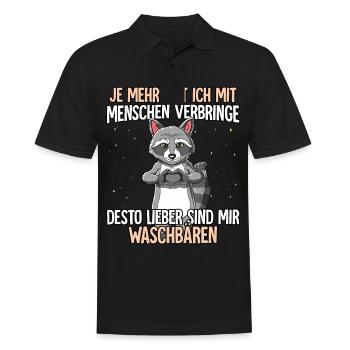 Waschbär - Männer Poloshirt - Schwarz - Vorne - Kai (181cm)