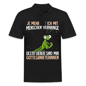 Gottesanbeterin - Männer Poloshirt - Schwarz - Vorne - Kai (181cm)