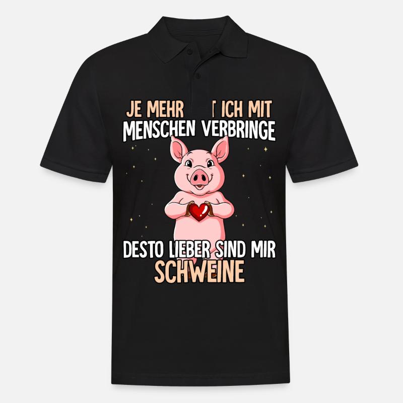 Schweinchen - Männer Poloshirt - Schwarz