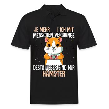 Hamster - Männer Poloshirt - Schwarz - Vorne - Kai (181cm)