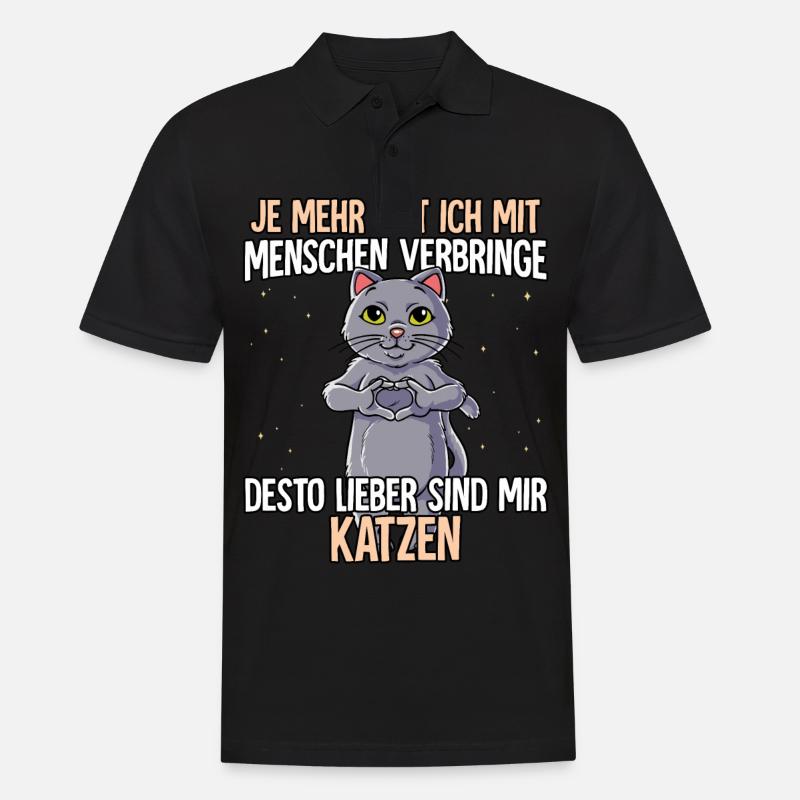 Katze - Männer Poloshirt - Schwarz