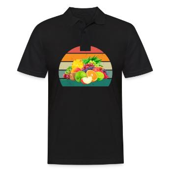 Frucht Früchte Erdbeere Melone Orange Kirsche Obst - Männer Poloshirt - Schwarz - Vorne - Kai (181cm)