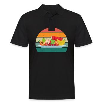Frucht Früchte Erdbeere Melone Orange Kirsche Obst - Männer Poloshirt - Schwarz - Vorne - Kai (181cm)