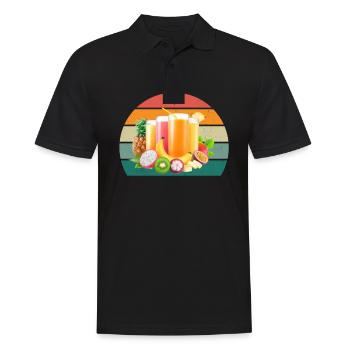 Frucht Früchte Erdbeere Melone Orange Kirsche Obst - Männer Poloshirt - Schwarz - Vorne - Kai (181cm)