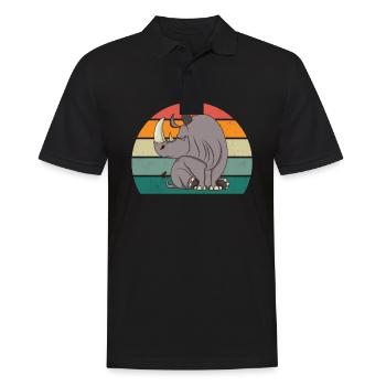 Nashörner dickes Einhorn Afrika Tier Nashorn - Männer Poloshirt - Schwarz - Vorne - Kai (181cm)