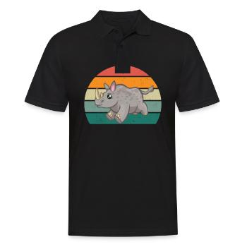 Nashörner dickes Einhorn Afrika Tier Nashorn - Männer Poloshirt - Schwarz - Vorne - Kai (181cm)