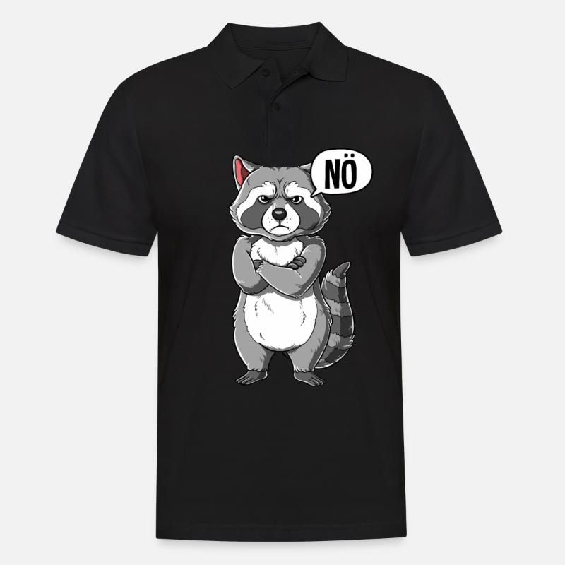 Waschbär Nö - Männer Poloshirt - Schwarz