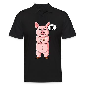 Schwein Nö - Männer Poloshirt - Schwarz - Vorne - Kai (181cm)