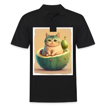 Katze Kätzchen Avocado Frucht Vegetarier Veganer - Männer Poloshirt - Schwarz - Vorne - Kai (181cm)