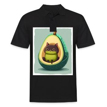 Katze Kätzchen Avocado Frucht Vegetarier Veganer - Männer Poloshirt - Schwarz - Vorne - Kai (181cm)