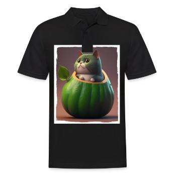Katze Kätzchen Avocado Frucht Vegetarier Veganer - Männer Poloshirt - Schwarz - Vorne - Kai (181cm)