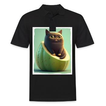 Katze Kätzchen Avocado Frucht Vegetarier Veganer - Männer Poloshirt - Schwarz - Vorne - Kai (181cm)