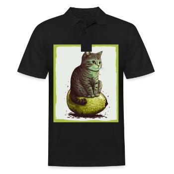 Katze Kätzchen Avocado Frucht Vegetarier Veganer - Männer Poloshirt - Schwarz - Vorne - Kai (181cm)