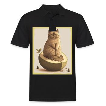 Katze Kätzchen Avocado Frucht Vegetarier Veganer - Männer Poloshirt - Schwarz - Vorne - Kai (181cm)