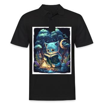 Read Books Book Cat Fable Fantasy Saga - Men's Polo Shirt - black - Front - Kai (181cm)