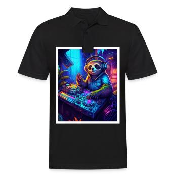 Faultier Morgenmuffel DJ Musik Retro Neon House - Männer Poloshirt - Schwarz - Vorne - Kai (181cm)