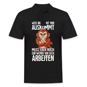 Affe Wer Nicht Mit Mir Auskommt - Männer Poloshirt - Schwarz - Vorne - Kai (181cm)