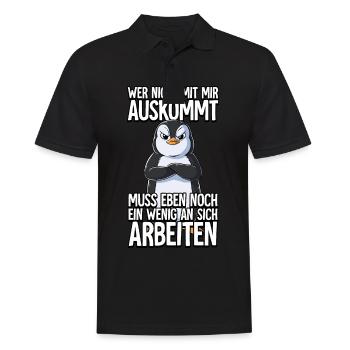 Pinguin Wer Nicht Mit Mir Auskommt - Männer Poloshirt - Schwarz - Vorne - Kai (181cm)