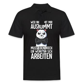 Panda Wer Nicht Mit Mir Auskommt - Männer Poloshirt - Schwarz - Vorne - Kai (181cm)